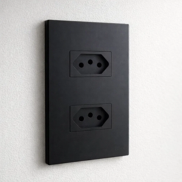 CJ TOMADA DUPLA 10A 4X2 - RECTA BLACK SATIN FOSCO