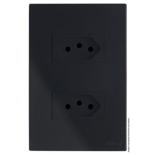 CJ TOMADA DUPLA 10A 4X2 - RECTA BLACK SATIN FOSCO