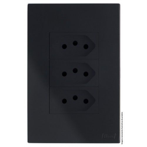 CJ TOMADA TRIPLA 10A 4X2  - RECTA BLACK SATIN FOSCO
