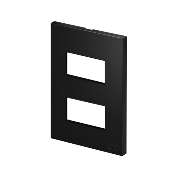PLACA P/ 2 MODULOS SEPARADOS COM SUPORTE 4X2 - RECTA BLACK SATIN FOSCO