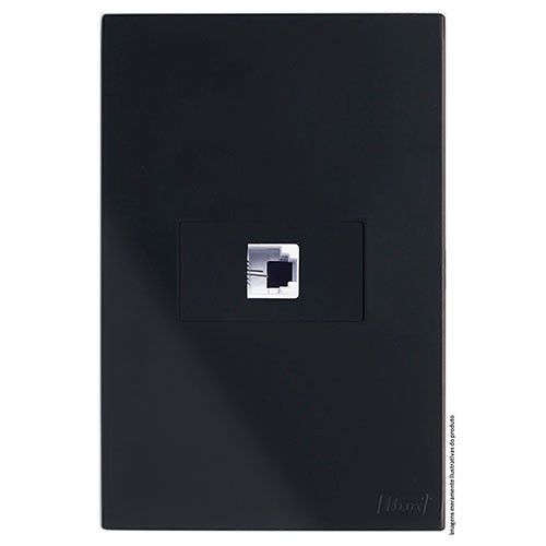 CJ RJ11 2 FIOS (TELEFONE) HORIZONTAL 4X2 - RECTA BLACK SATIN FOSCO