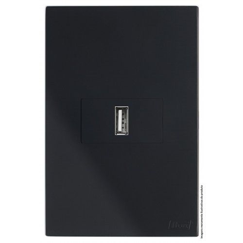 CJ ENTRADA USB 2.A HORIZONTAL  4X2 - RECTA BLACK SATIN FOSCO