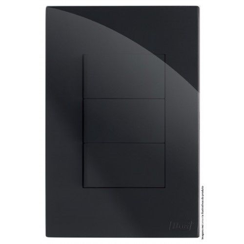 CJ INTERRUPTOR TRIPLO ( 2 SIMPLES + 1 PARALELO) 4X2 - RECTA BLACK GLOSS