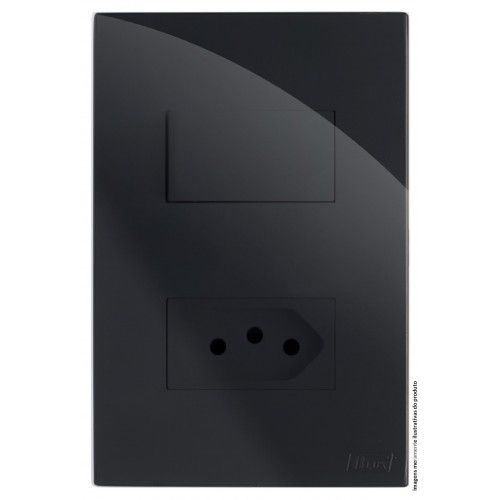 CJ INTERRUPTOR PARALELO + TOMADA 20A 4X2 - RECTA BLACK GLOSS