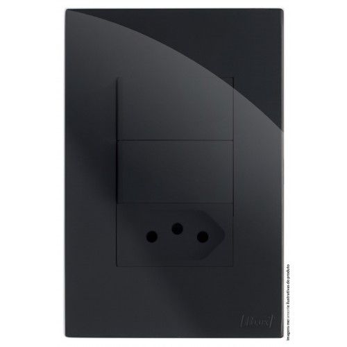 CJ INTERRUPTOR DUPLO SIMPLES + TOMADA 10A 4X2 - RECTA BLACK GLOSS