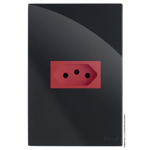 CJ TOMADA 20A VERMELHO HORIZONTAL 4X2 - RECTA BLACK GLOSS