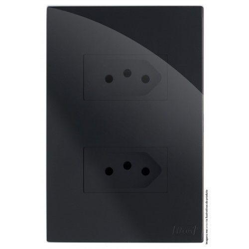 CJ TOMADA DUPLA 10A SEPARADO 4X2 - RECTA BLACK GLOSS