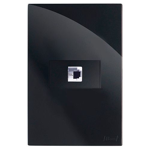 CJ RJ11 2 FIOS (TELEFONE) HORIZONTAL 4X2 - RECTA BLACK GLOSS