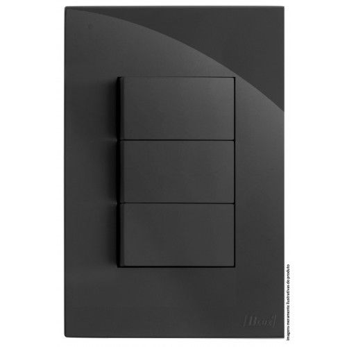CJ INTERRUPTOR TRIPLO SIMPLES 4X2 - RECTA GRAFITE GLOSS
