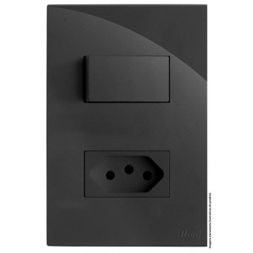CJ INTERRUPTOR SIMPLES + TOMADA 20A 4X2 - RECTA GRAFITE GLOSS
