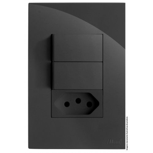 CJ INT.DUPLO PARALELO + TOMADA 10A 4X2 - RECTA GRAFITE GLOSS