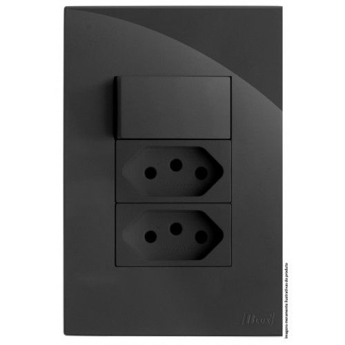 CJ INTERRUPTOR PARALELO + TOMADA DUPLA 20A 4X2 - RECTA GRAFITE GLOSS