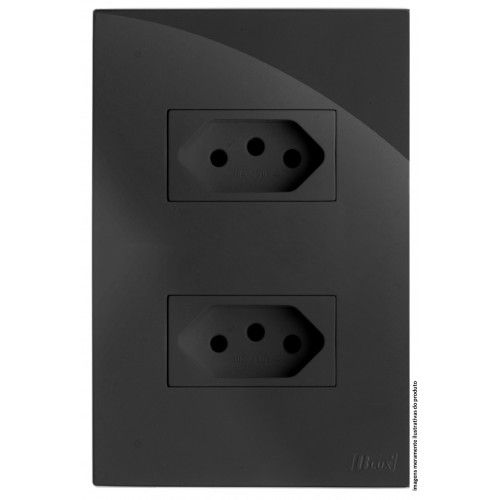 CJ TOMADA DUPLA 10A SEPARADO 4X2 - RECTA GRAFITE GLOSS