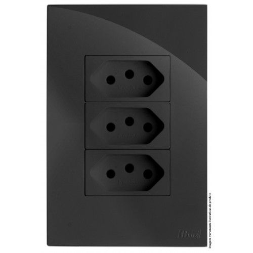 CJ TOMADA TRIPLA 10A 4X2 - RECTA GRAFITE GLOSS