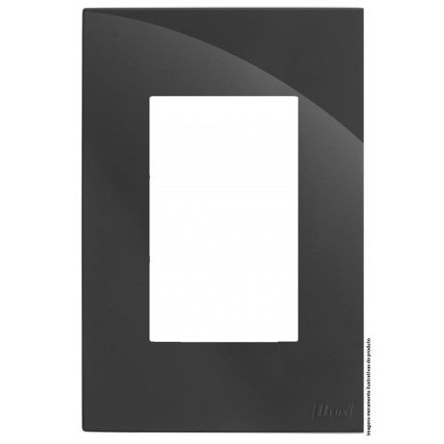 PLACA P/ 3 MODULOS COM SUPORTE 4X2 -  RECTA GRAFITE GLOSS