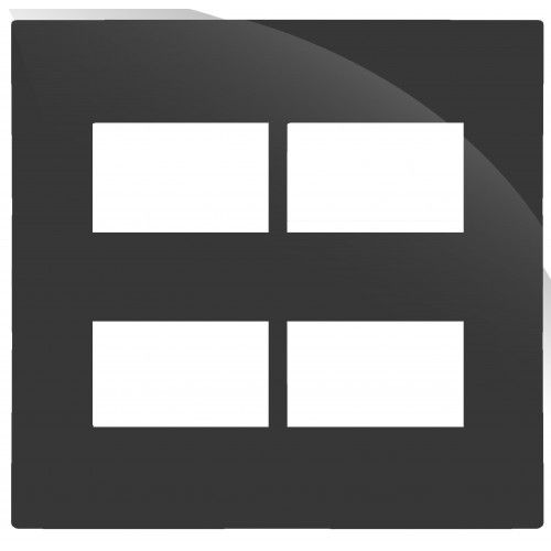 PLACA P/ 4 MODULOS SEPARADOS COM SUPORTE 4X4 - RECTA GRAFITE GLOSS