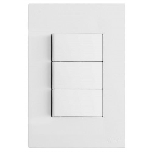 CJ INTERRUPTOR TRIPLO (2 SIMPLES + 1 PARALELO) 4X2 - RECTA BRANCO FOSCO