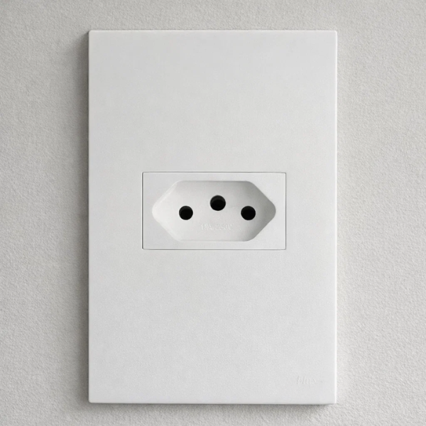 CJ TOMADA 10A HORIZONTAL 4X2 - RECTA BRANCO SATIN FOSCO