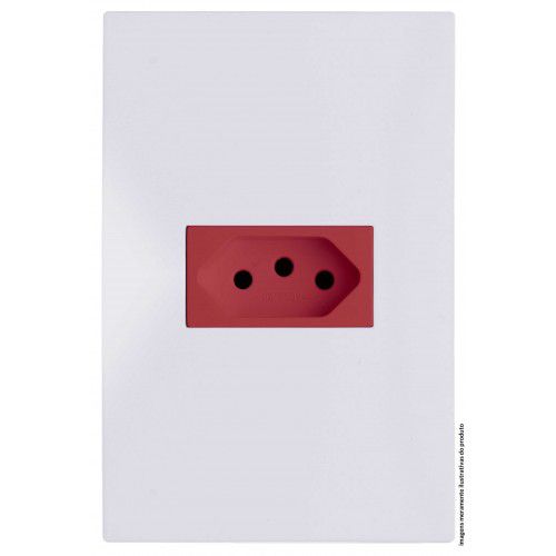 CJ  TOMADA 20A VERMELHO HORIZONTAL 4X2 - RECTA BRANCO SATIN FOSCO