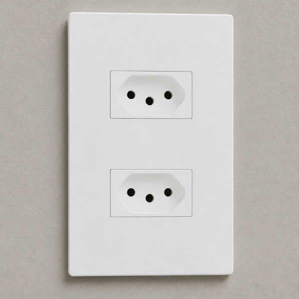 CJ TOMADA DUPLA 10A 4X2 - RECTA BRANCO SATIN FOSCO