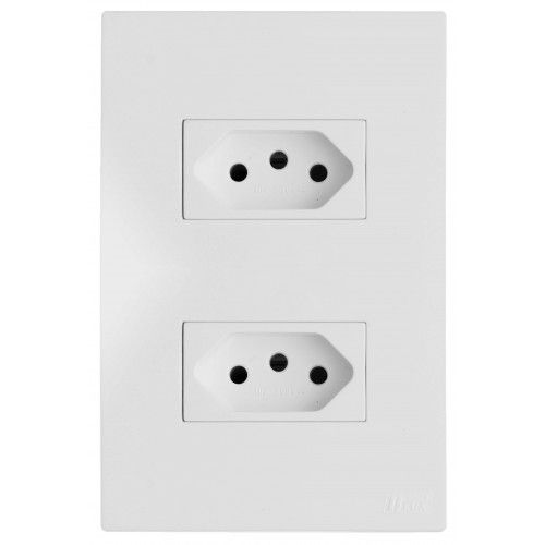 CJ TOMADA DUPLA 20A 4X2 - RECTA BRANCO SATIN FOSCO