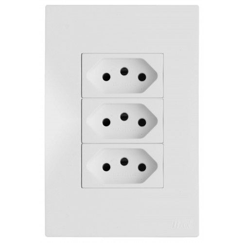 CJ TOMADA TRIPLA 10A 4X2 - RECTA BRANCO SATIN FOSCO