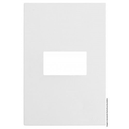 PLACA P/ 1 MODULO HORIZONTAL COM SUPORTE 4X2 - RECTA BRANCO SATIN