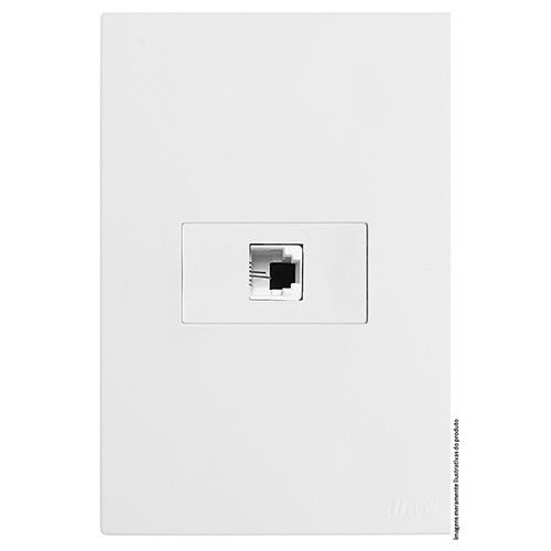 CJ RJ11 2 FIOS (TELEFONE) HORIZONTAL 4X2 - RECTA BRANCO SATIN FOSCO