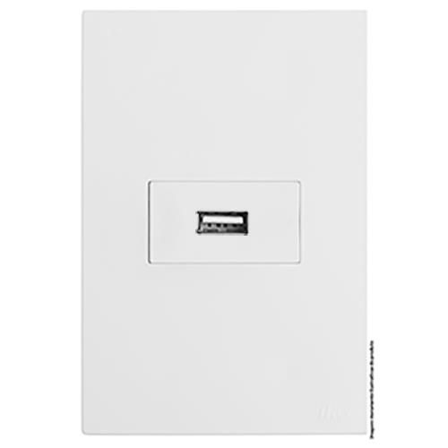 CJ ENTRADA USB 2.A HORIZONTAL 4X2 - RECTA BRANCO SATIN FOSCO
