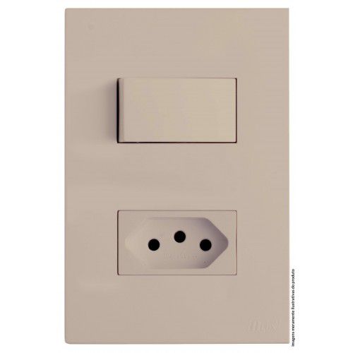CJ INTERRUPTOR SIMPLES + TOMADA 20A 4X2 - RECTA AREIA SATIN FOSCO