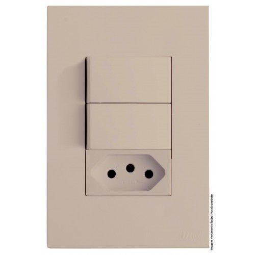 CJ INTERRUPTOR DUPLO SIMPLES + TOMADA 20A 4X2 - RECTA AREIA SATIN FOSCO