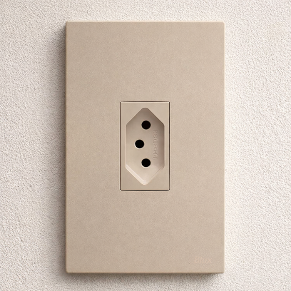 CJ TOMADA 10A VERTICAL 4X2 - RECTA AREIA SATIN FOSCO
