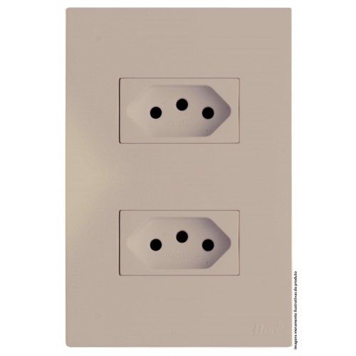 CJ TOMADA DUPLA 20A 4X2 - RECTA AREIA SATIN FOSCO