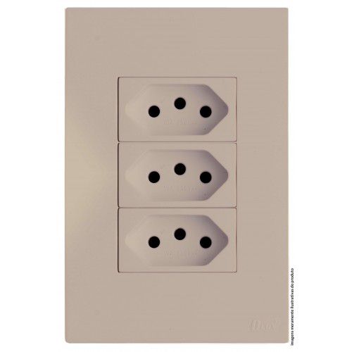 CJ TOMADA TRIPLA 20A 4X2 - RECTA AREIA SATIN FOSCO