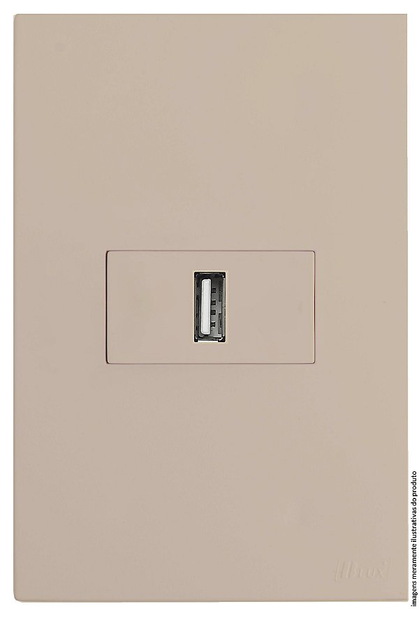 CJ ENTRADA USB 2.A HORIZONTAL 4X2 - RECTA AREIA SATIN FOSCO