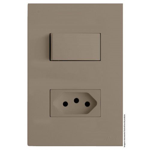 CJ  INTERRUPTOR SIMPLES + TOMADA 10A 4X2 - RECTA FENDI SATIN FOSCO