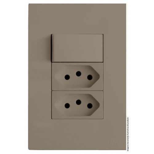 CJ INTERRUPTOR SIMPLES + TOMADA DUPLA 20A 4X2 - RECTA FENDI FOSCO