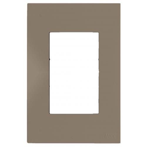 PLACA P/ 3 MODULOS COM SUPORTE 4X2 - RECTA FENDI SATIN FOSCO