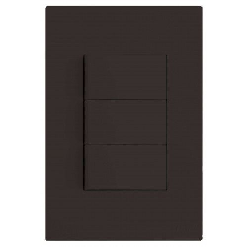 CJ INTERRUPTOR TRIPLO PARALELO 4X2 - RECTA CHOCOLATE SATIN FOSCO
