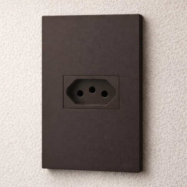 CJ TOMADA 20A HORIZONTAL 4X2 - RECTA CHOCOLATE SATIN FOSCO