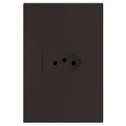 CJ TOMADA 20A HORIZONTAL 4X2 - RECTA CHOCOLATE SATIN FOSCO