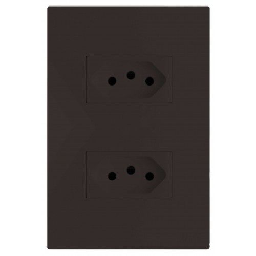 CJ TOMADA DUPLA 20A 4X2 - RECTA CHOCOLATE SATIN FOSCO