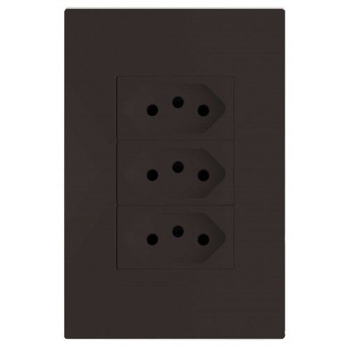 CJ TOMADA TRIPLA 10A 4X2 - RECTA CHOCOLATE SATIN FOSCO