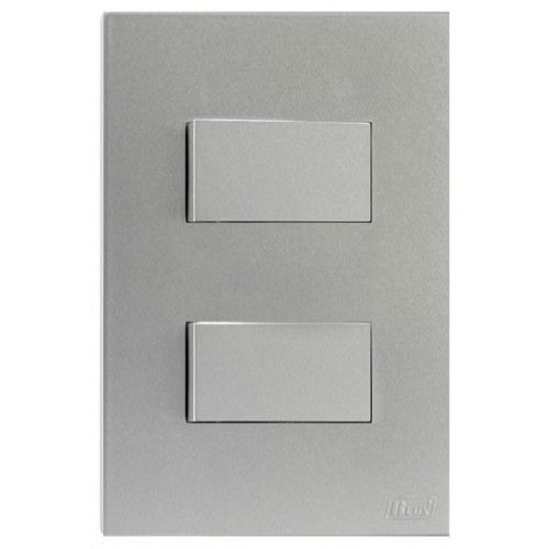 CJ INTERRUPTOR DUPLO SIMPLES 4X2  - RECTA PRATA SATIN FOSCO