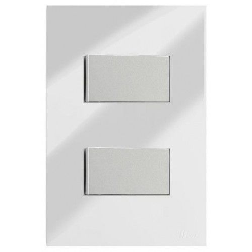 CJ INTERRUPTOR DUPLO SIMPLES 4X2 -  RECTA ESPELHADA PRATA GLOSS