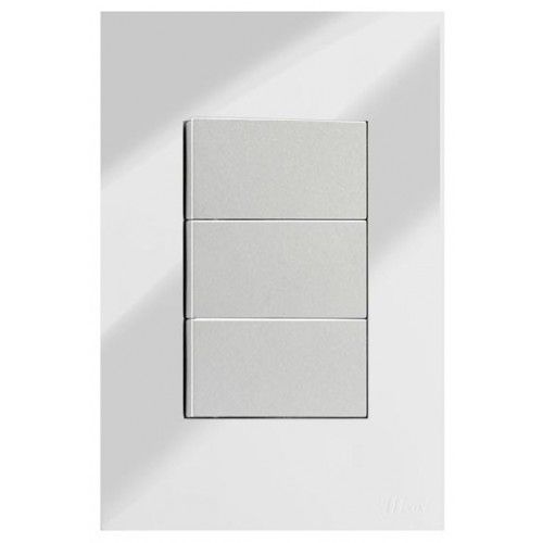 CJ INTERRUPTOR TRIPLO PARALELO 4X2 - RECTA ESPELHADA PRATA GLOSS
