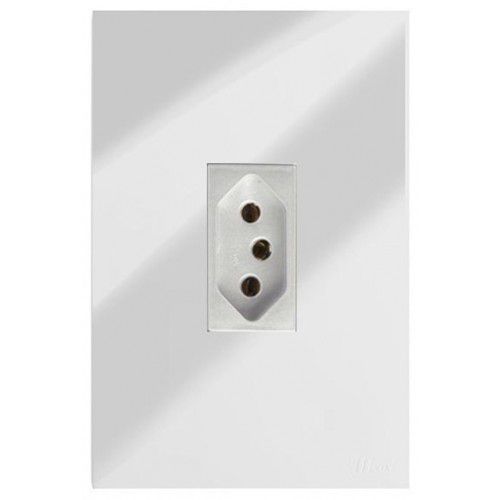 CJ TOMADA 10A VERTICAL 4X2 - RECTA ESPELHADA PRATA GLOSS