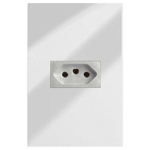 CJ TOMADA 20A HORIZONTAL 4X2 -  RECTA ESPELHADA PRATA GLOSS