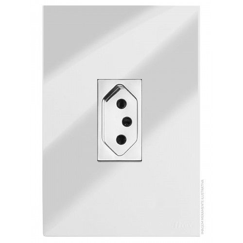 CJ TOMADA 20A VERTICAL 4X2 - RECTA ESPELHADA PRATA GLOSS