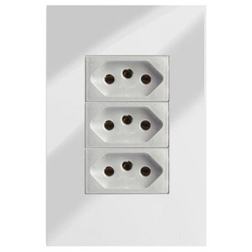 CJ TOMADA TRIPLA 20A 4X2 -  RECTA ESPELHADA PRATA GLOSS